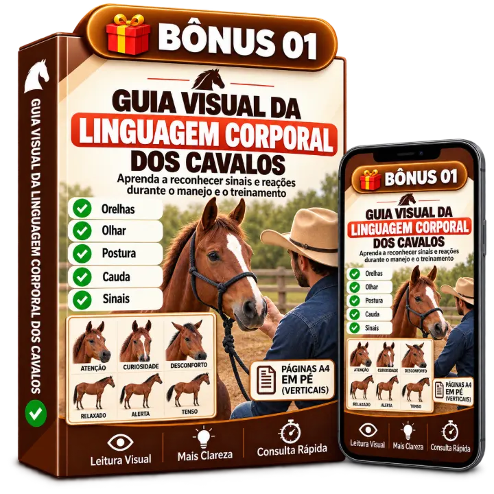 Mockup Bônus 1: Guia Visual da Linguagem Corporal dos Cavalos